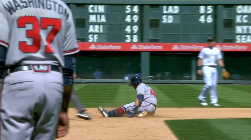 Francisco Cervelli does crazy jump slide